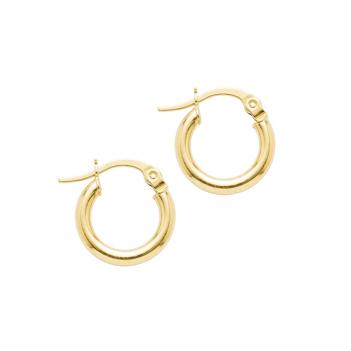 Classic Sparkling Hoop Earrings 14K Solid Gold