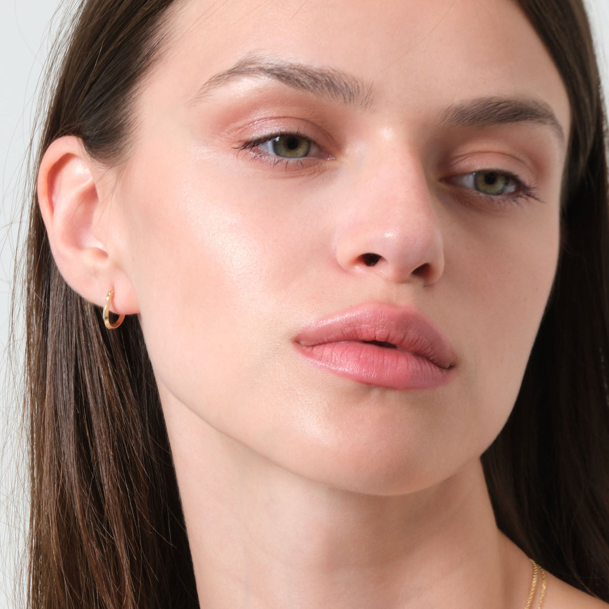 Plain Tube Hoop Earrings 14K Solid Gold