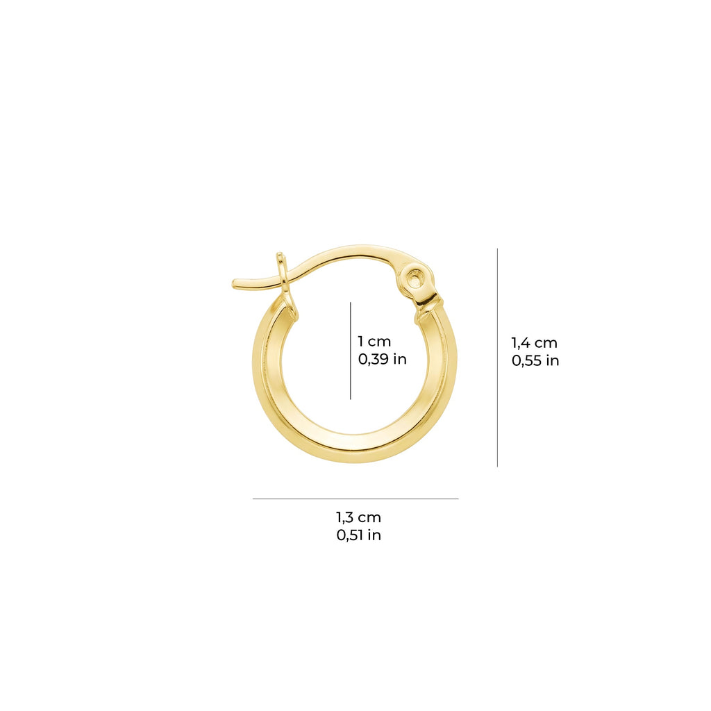 Plain Tube Hoop Earrings 14K Solid Gold