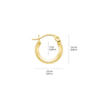 Plain Tube Hoop Earrings 14K Solid Gold