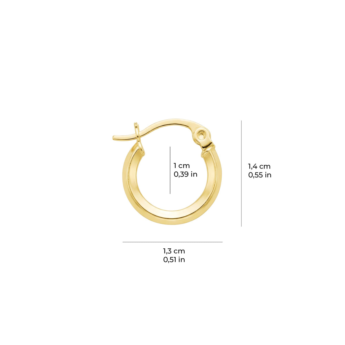 Plain Tube Hoop Earrings 14K Solid Gold
