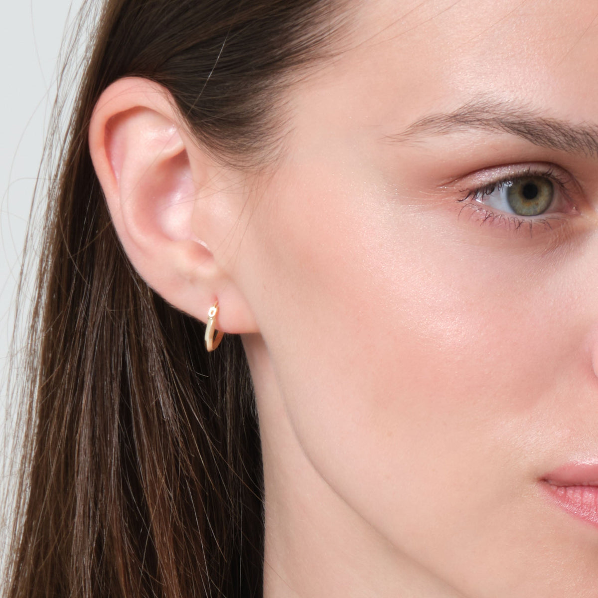 Plain Tube Hoop Earrings 14K Solid Gold