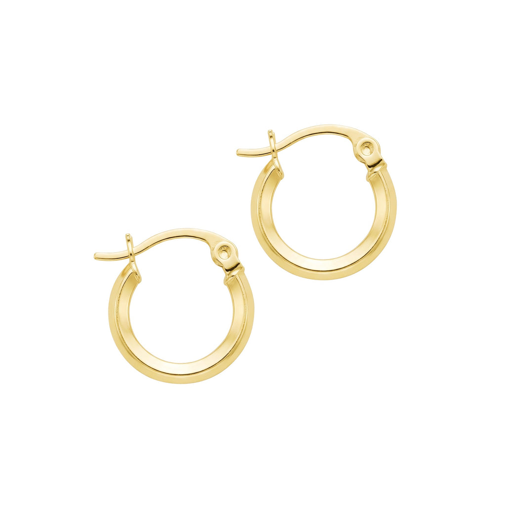 Plain Tube Hoop Earrings 14K Solid Gold