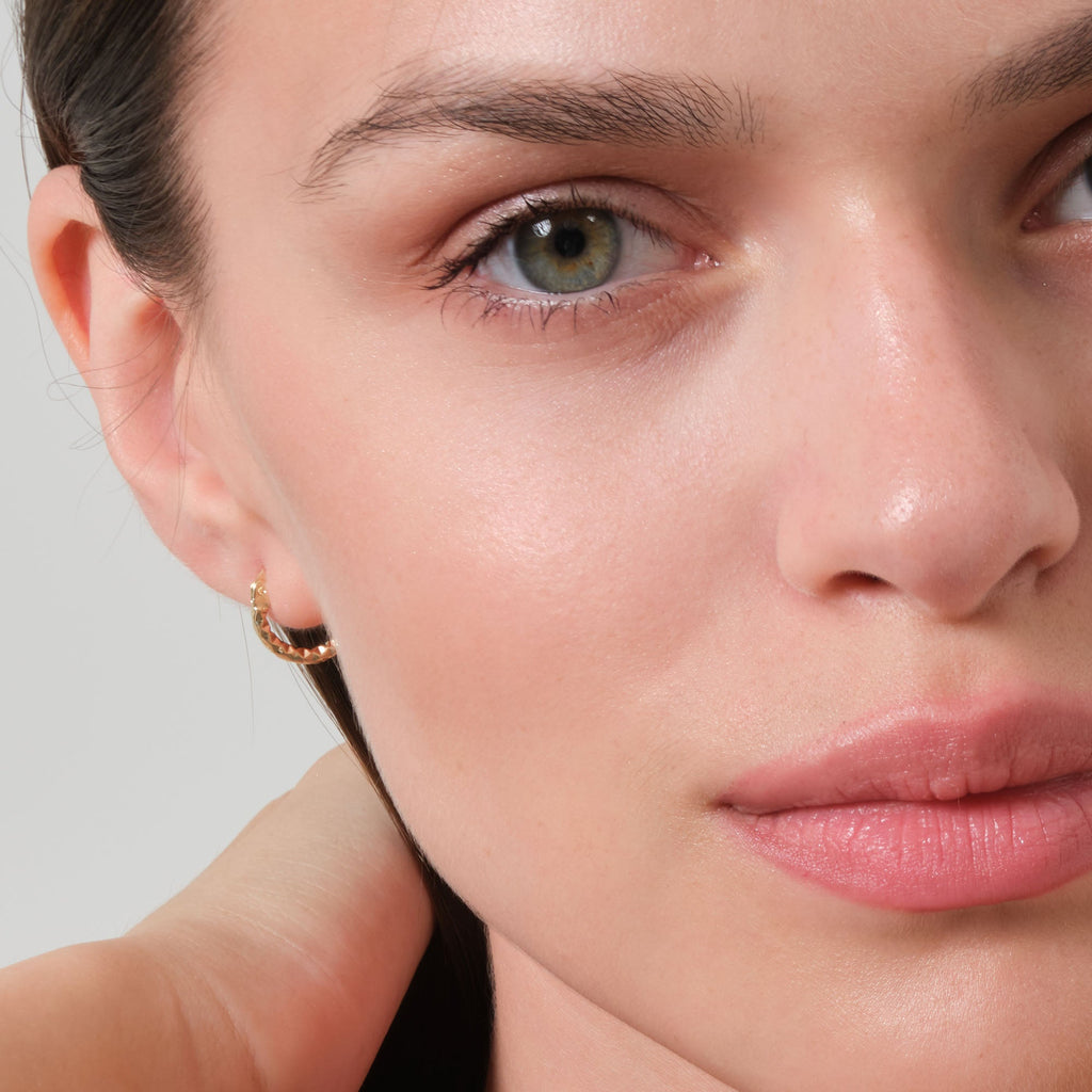 Sparkling Pyramid Cut Hoop Earrings 14K Solid Gold