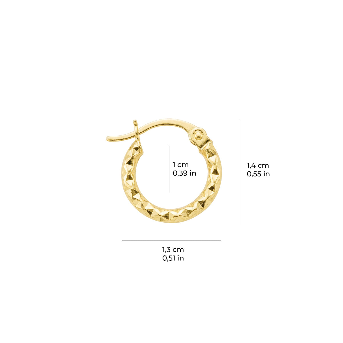 Sparkling Pyramid Cut Hoop Earrings 14K Solid Gold