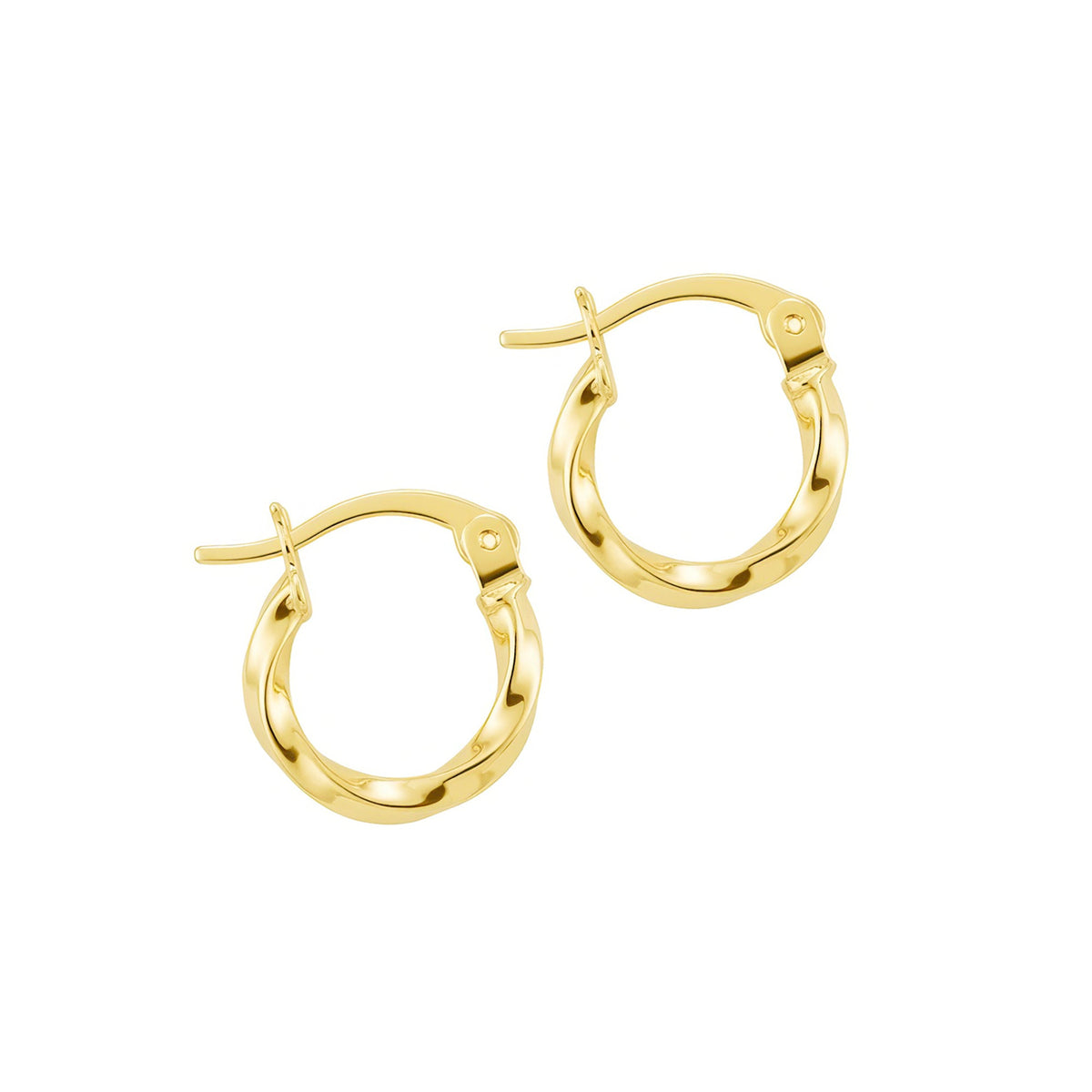 Plain Curved Hoop Earrings 14K Solid Gold