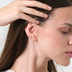 Twisted Ribbed Hoop Earrings 14K Solid Gold