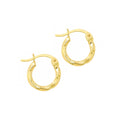 Twisted Ribbed Hoop Earrings 14K Solid Gold