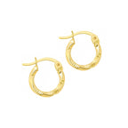 Twisted Ribbed Hoop Earrings 14K Solid Gold