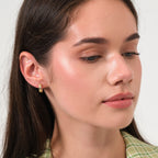 Striped Hoop Earrings 14K Solid Gold