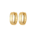 Striped Hoop Earrings 14K Solid Gold