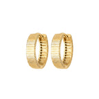 Striped Hoop Earrings 14K Solid Gold