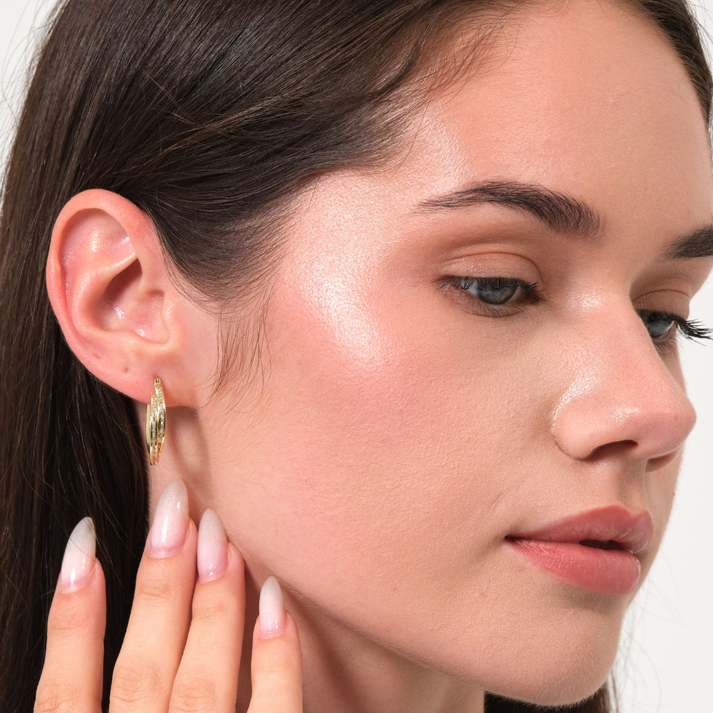 Spiral Fluted Hoop Earrings Solid Gold