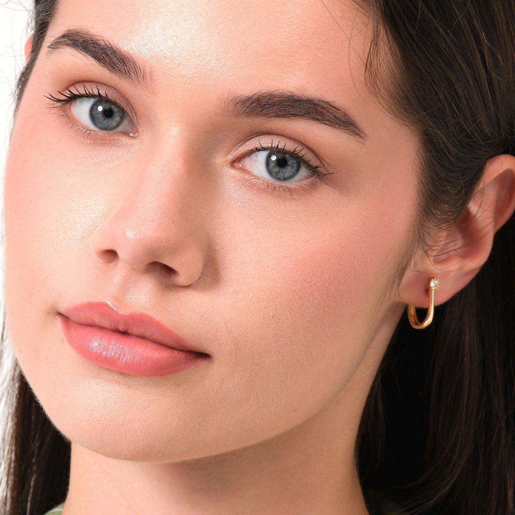 Solitaire Hoop Earrings Solid Gold