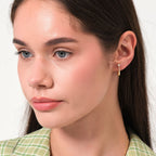 Solitaire Hoop Earrings Solid Gold