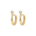 Solitaire Hoop Earrings Solid Gold