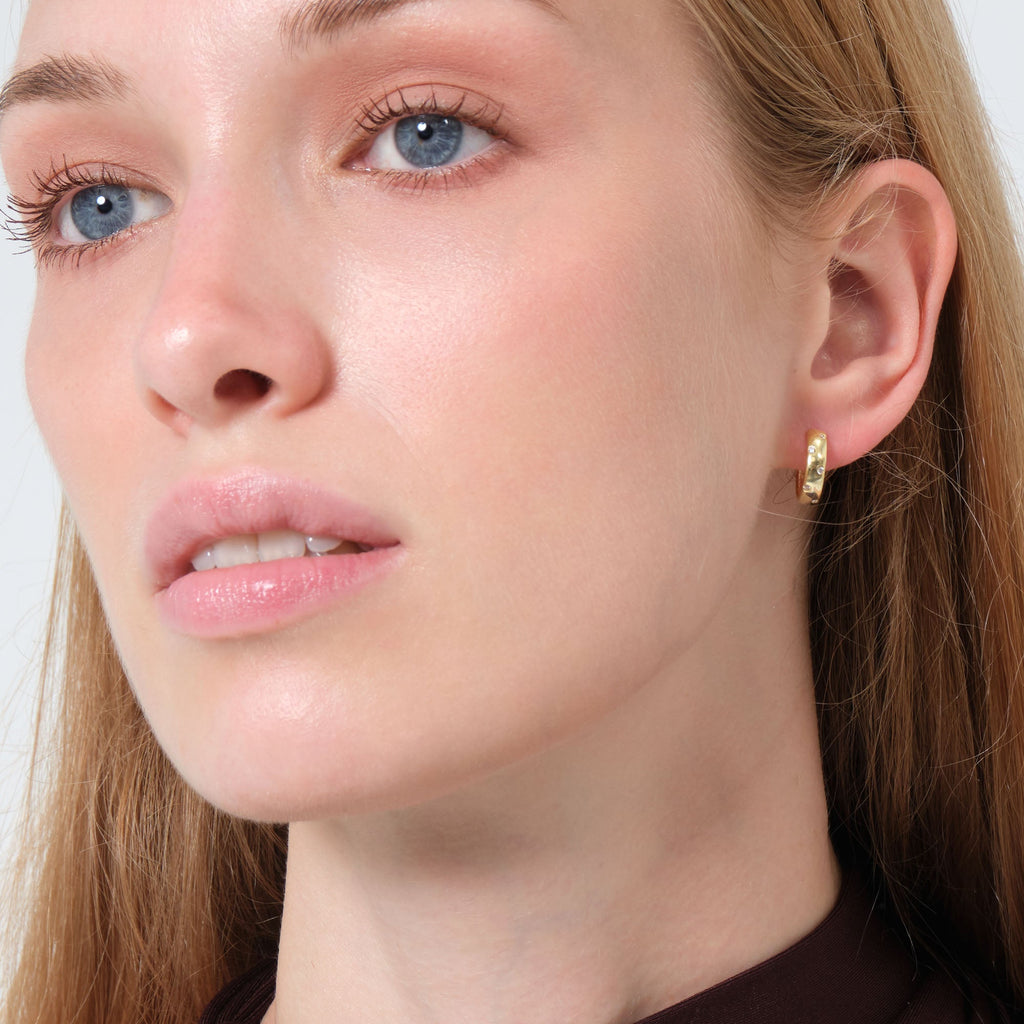 Cosmo Flush Set Hoop Earrings Solid Gold