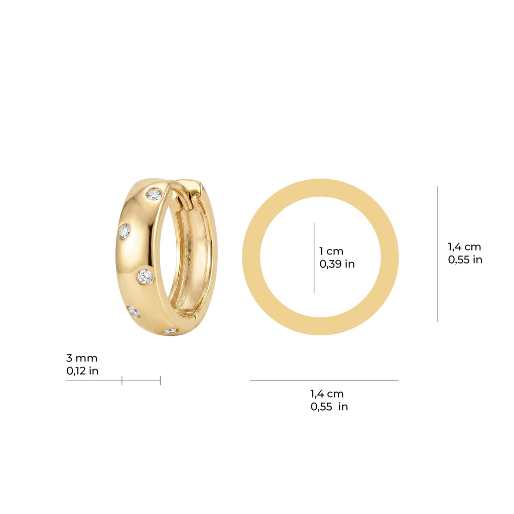 Cosmo Flush Set Hoop Earrings Solid Gold