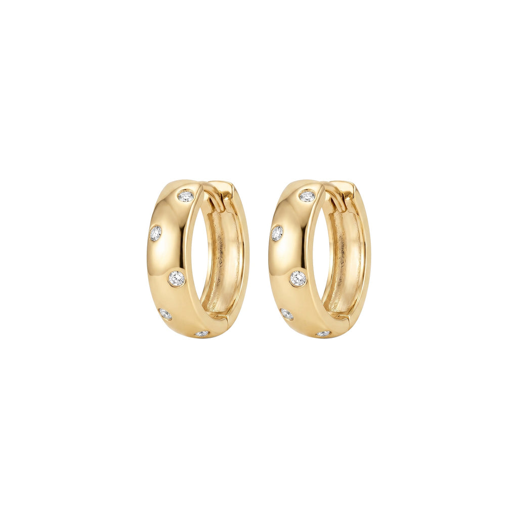 Cosmo Flush Set Hoop Earrings Solid Gold