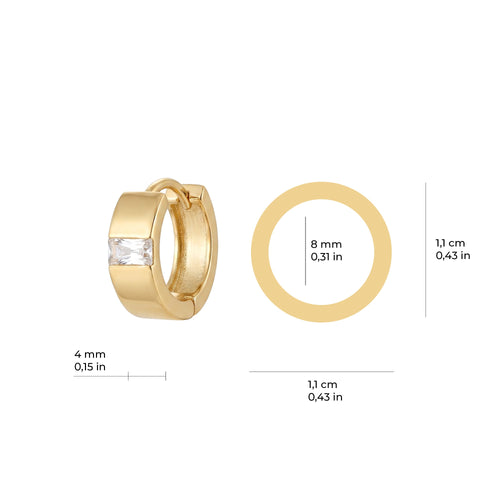 Baguette Pavé Hoop Earrings Solid Gold