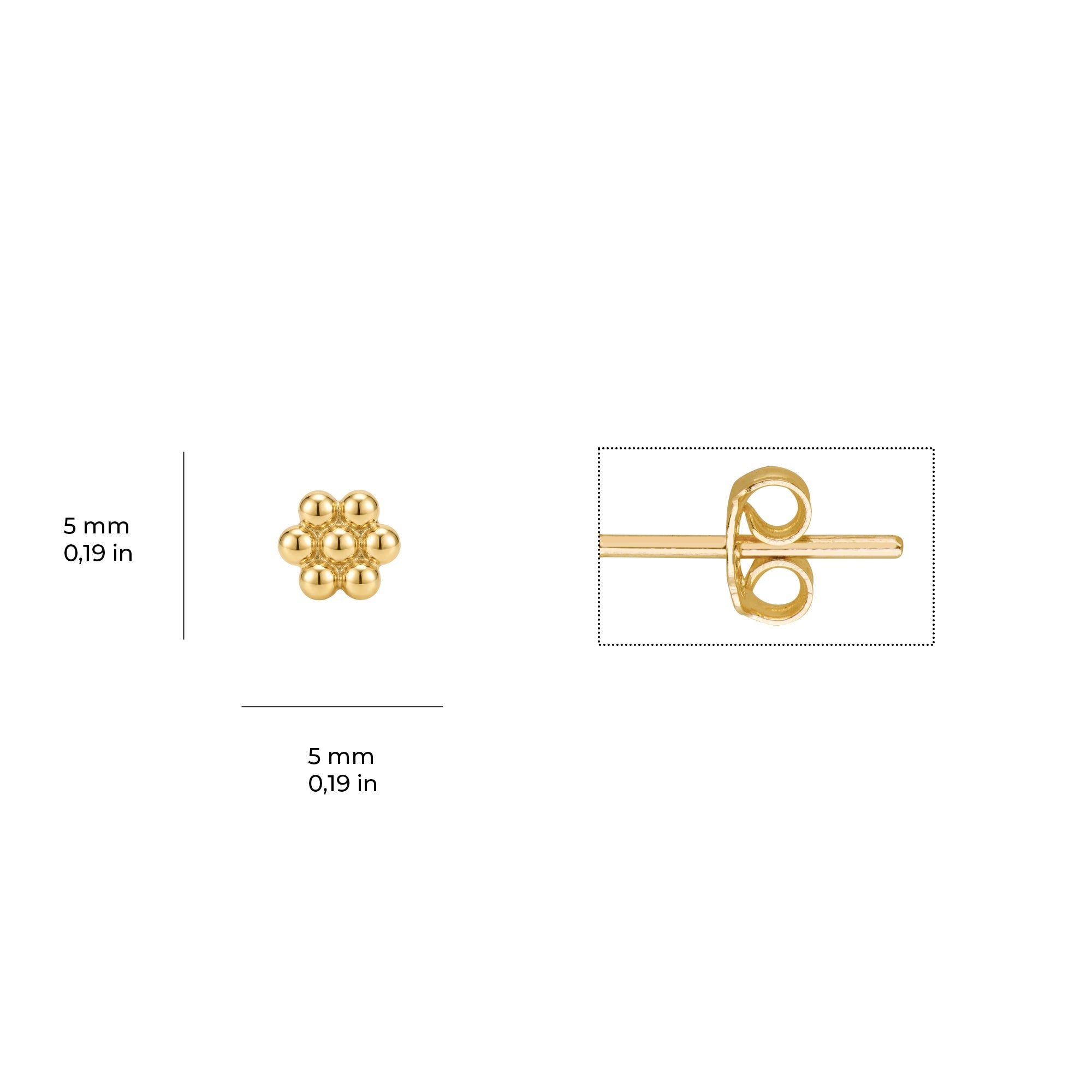 Ball Flower Earrings Solid Gold