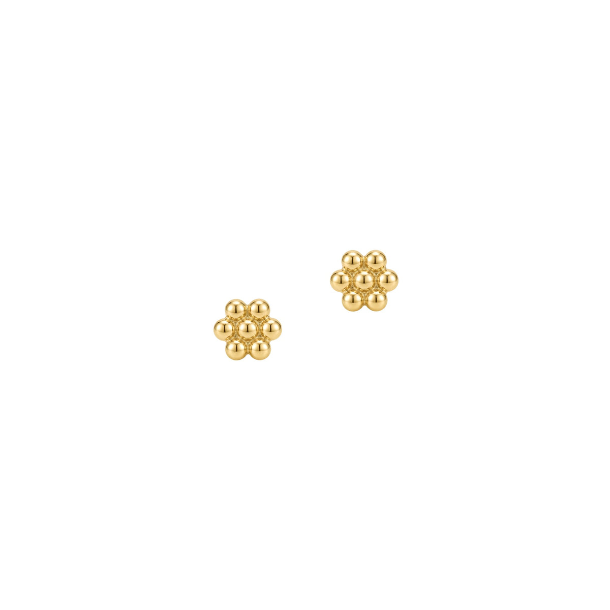 Ball Flower Earrings Solid Gold