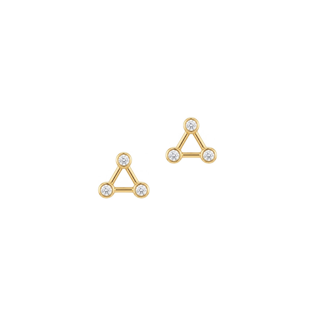 Trinity Triangle Pavé Earrings Solid Gold