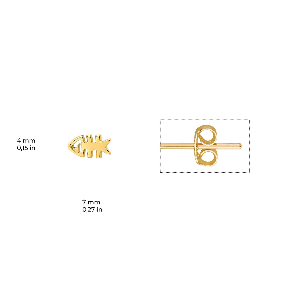Tiny Fishbone Earrings Solid Gold