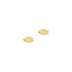 Tiny Fishbone Earrings Solid Gold