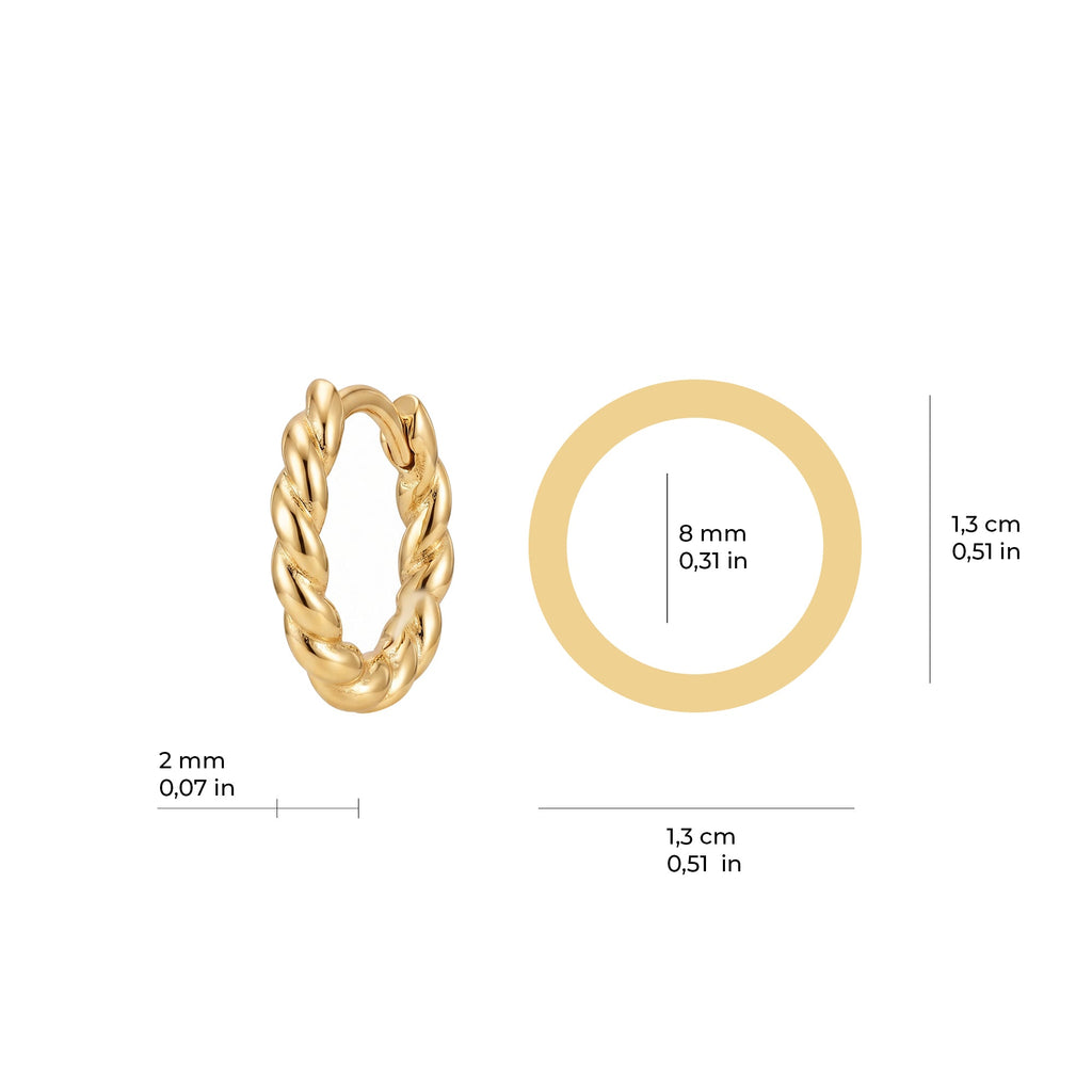 Twisted Hoop Earrings Solid Gold
