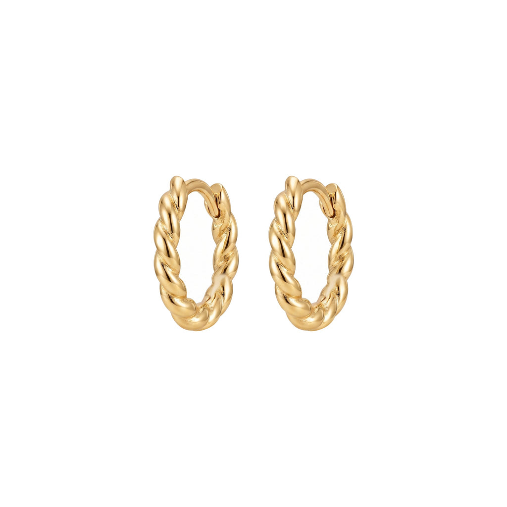 Twisted Hoop Earrings Solid Gold