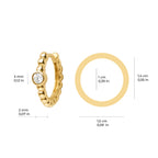 Luna Beaded Solitaire Hoop Earrings Solid Gold