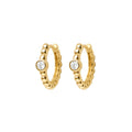 Luna Beaded Solitaire Hoop Earrings Solid Gold
