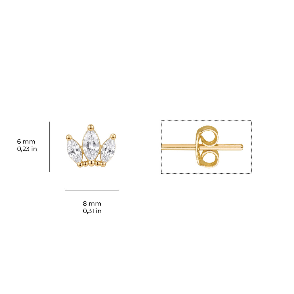 Marquise Crown Earrings Solid Gold