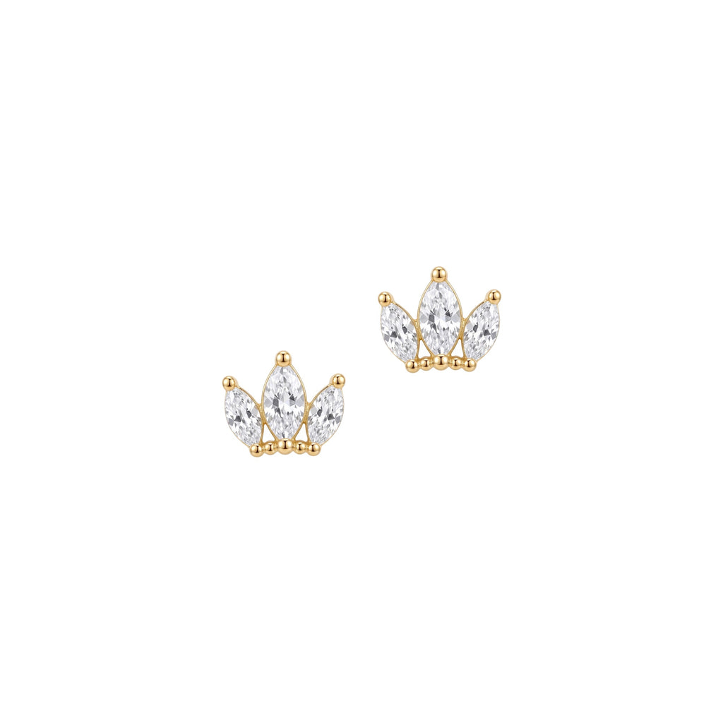 Marquise Crown Earrings Solid Gold