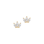 Marquise Crown Earrings Solid Gold