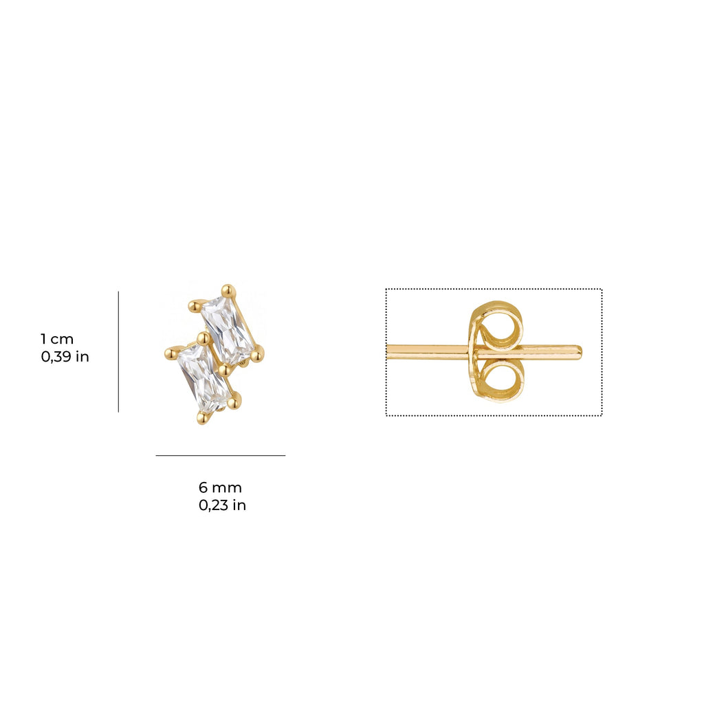 Duet Baguette Earrings Solid Gold