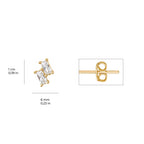 Duet Baguette Earrings Solid Gold