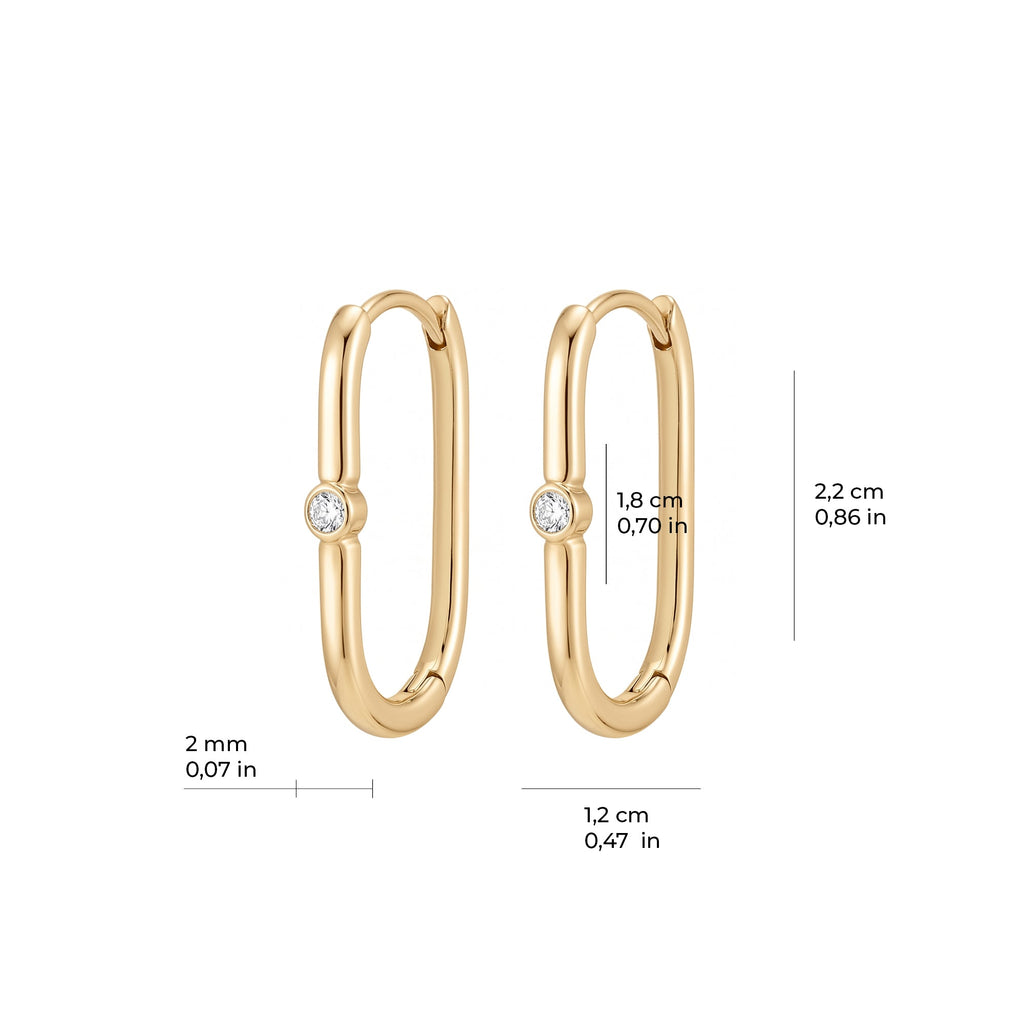 Lyra Solitaire Hoop Earrings Solid Gold