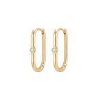 Lyra Solitaire Hoop Earrings Solid Gold