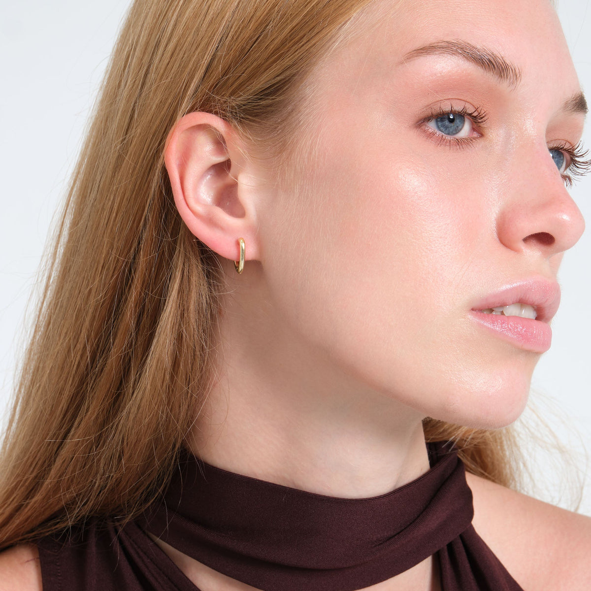 Aura Hoop Earrings Solid Gold
