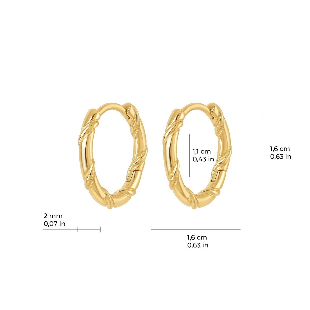 Twisted Rope Hoop Earrings Solid Gold