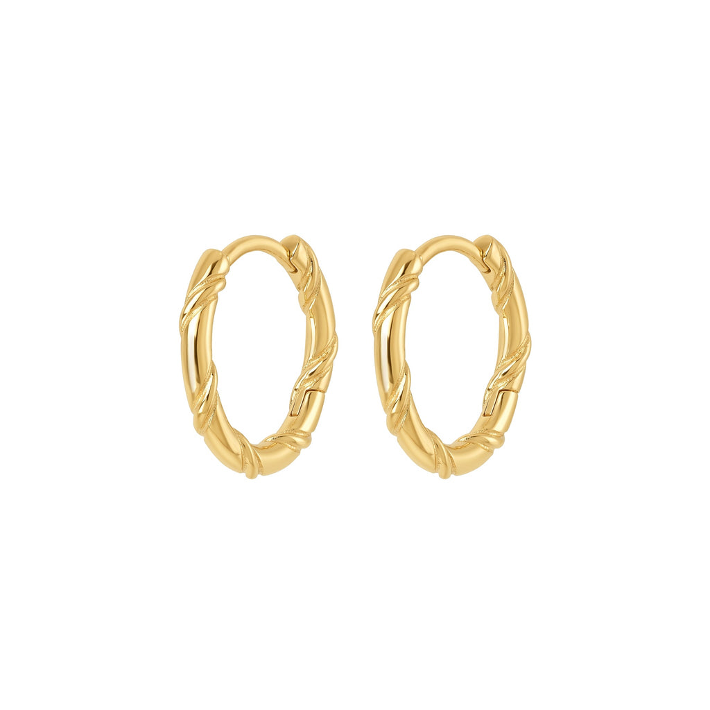 Twisted Rope Hoop Earrings Solid Gold