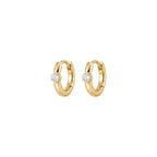 Luna Bezel Solitaire Hoop Earrings Solid Gold