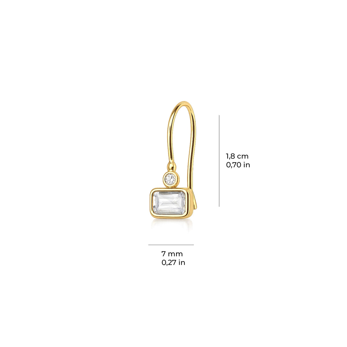 Baguette Pavé Dangle Earrings Solid Gold