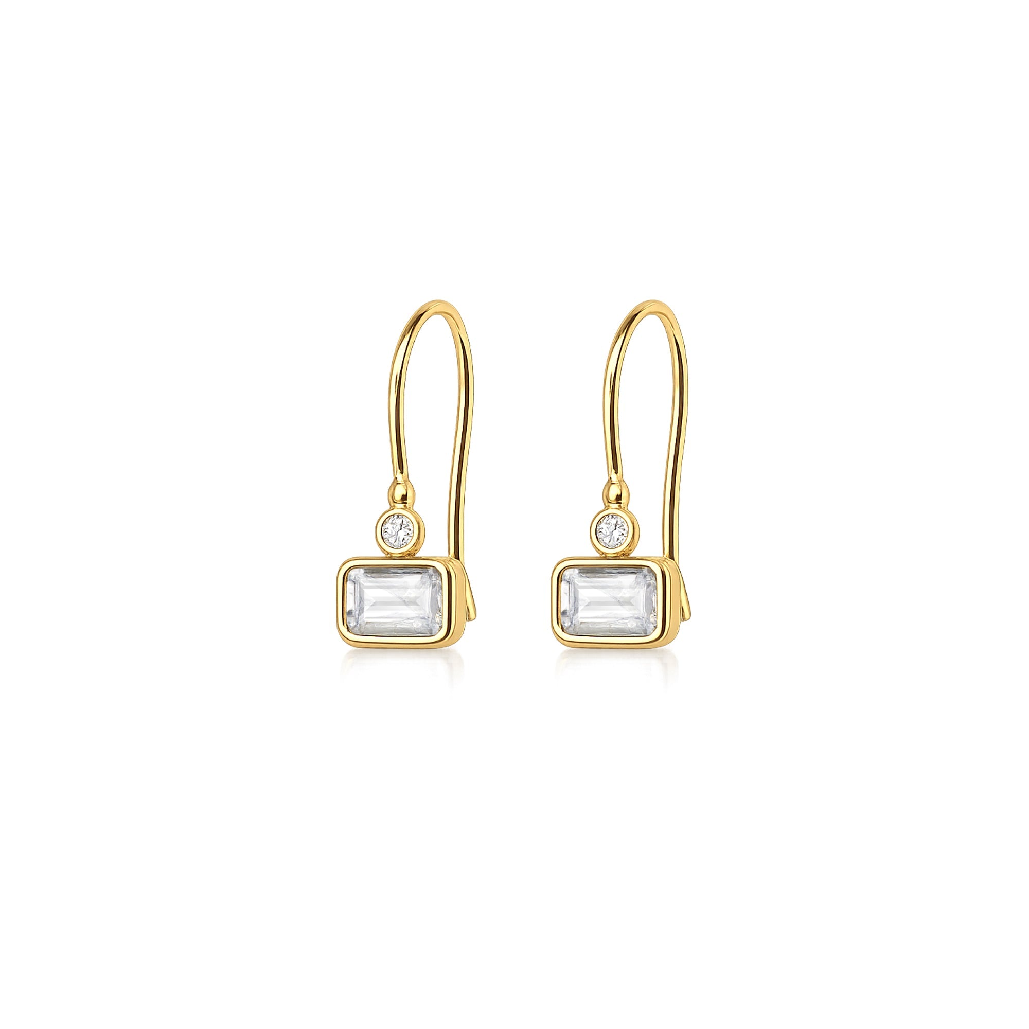 Baguette Pavé Dangle Earrings Solid Gold