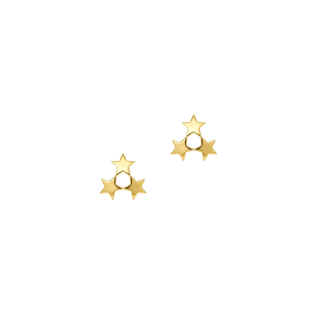 Triple Star Earrings Solid Gold