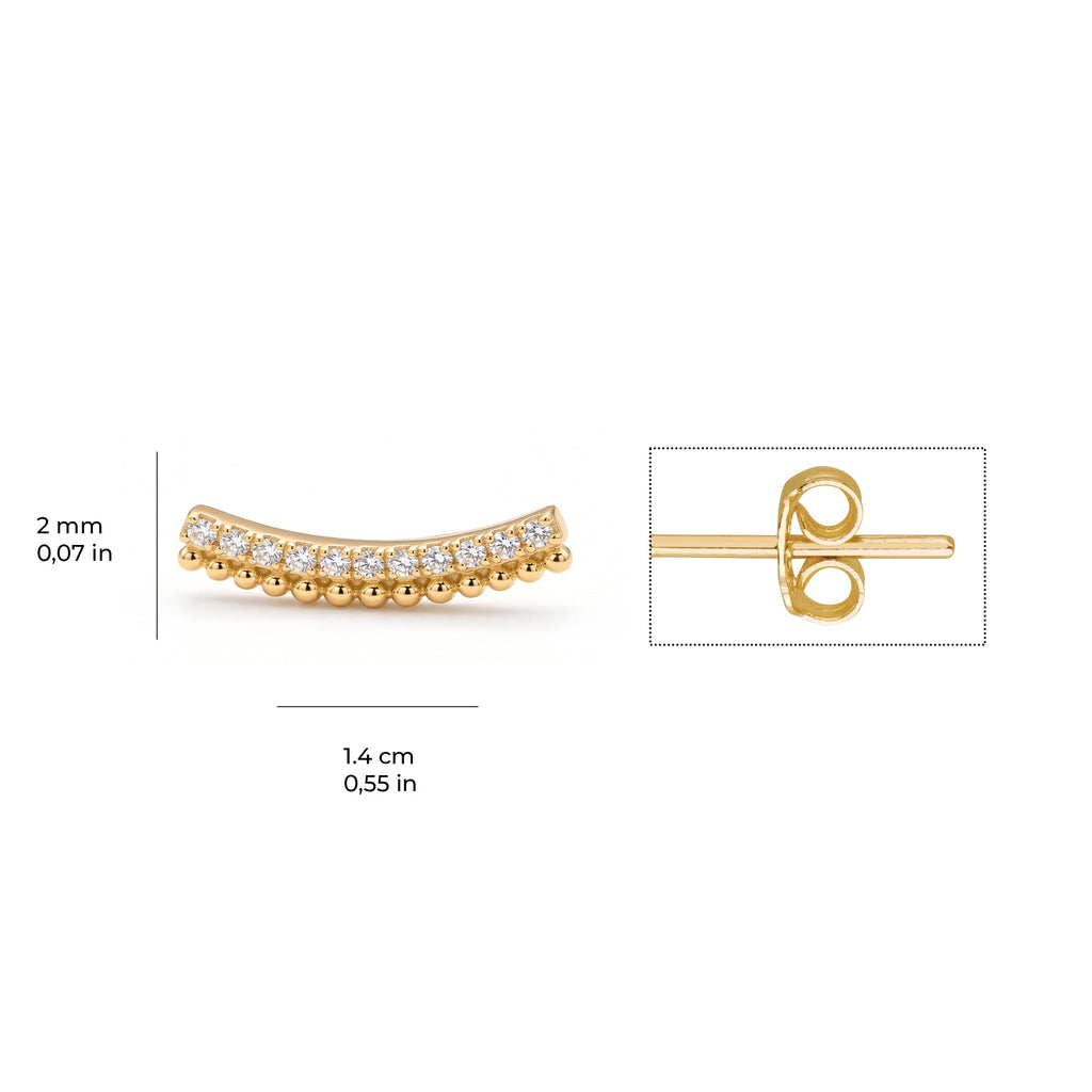 Curved Wave Pavé Earrings Solid Gold