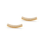 Curved Wave Pavé Earrings Solid Gold
