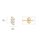 Trio Stepped Baguette Earrings Solid Gold